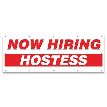 Signmission Now Hiring Hostess Banner Apply Inside Accepting Application Single Sided B-120-30258